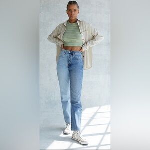 Pacsun Eco Two-Toned Blue Dad Jeans. Medium Indigo. Size 24